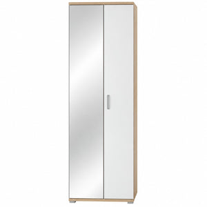 ARKONA 2-Door Wardrobe with Full-Length Mirror – White & Oak Look – Made in Germany