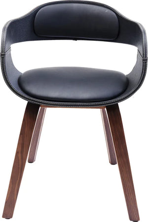 KARE Design Costa Elegant Mi-Century Modern Armchair in Black & Walnut