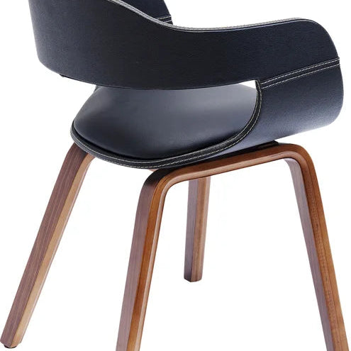 KARE Design Costa Elegant Mi-Century Modern Armchair in Black & Walnut