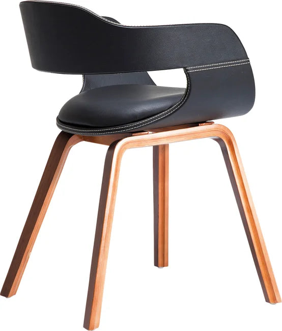 KARE Design Costa Elegant Mi-Century Modern Armchair in Black & Walnut