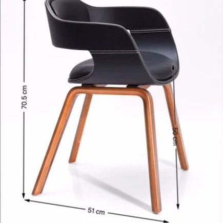 KARE Design Costa Elegant Mi-Century Modern Armchair in Black & Walnut