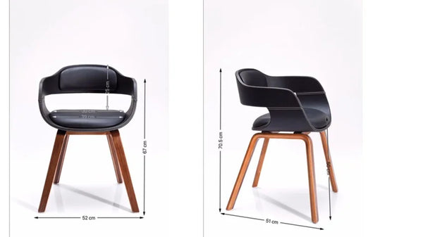 KARE Design Costa Elegant Mi-Century Modern Armchair in Black & Walnut