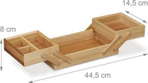 Relaxdays Bamboo Folding Jewelry Box – Sustainable Multi-Level Organizer with 5 Compartments