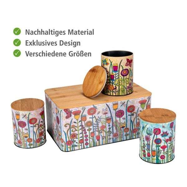 WENKO Rollin'Art Garden Storage Set – Airtight Kitchen Canisters & Bread Box