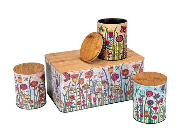 WENKO Rollin'Art Garden Storage Set – Airtight Kitchen Canisters & Bread Box