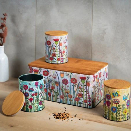 WENKO Rollin'Art Garden Storage Set – Airtight Kitchen Canisters & Bread Box