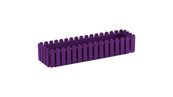 Emsa flower box 75 cm, purple balcony planter, railing flower box, UV resistant planter, weatherproof flower box, rectangular balcony planter, outdoor flower box, Emsa Country House planter, polypropylene flower box, Made in Germany planter