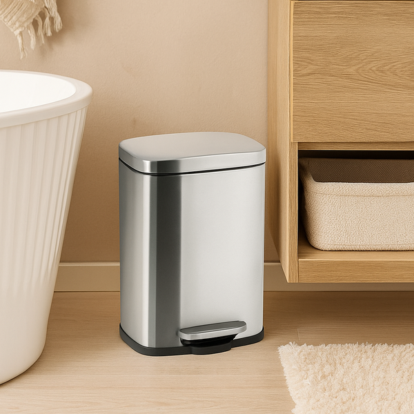 Wenko Leno Stainless Steel 5 L Pedal Bin With Soft-Close