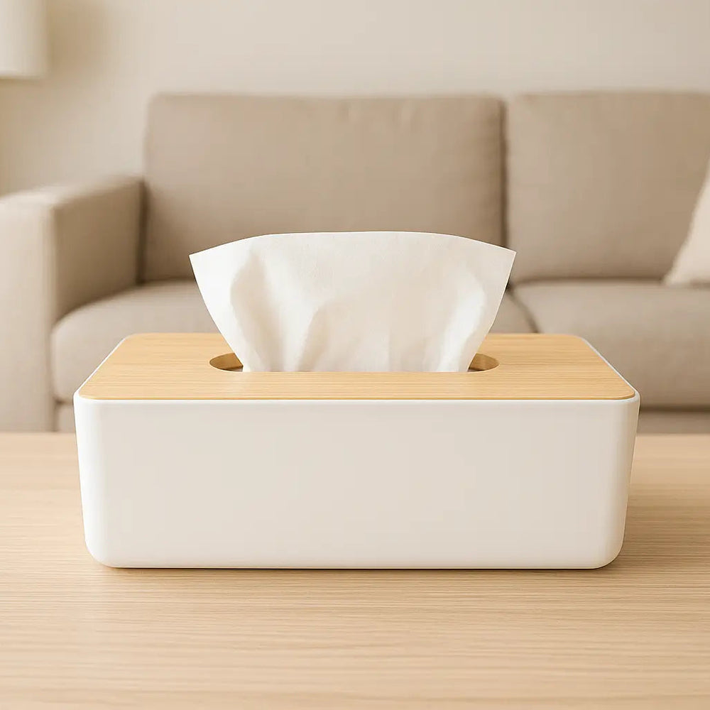 Wenko Paper Towel Box with Bamboo Lid – Stylish Tissue Dispenser