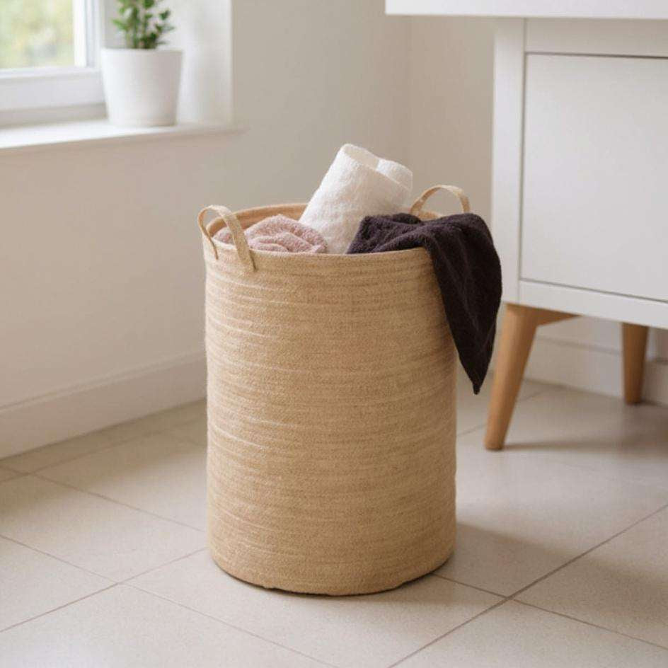 Wenko Juna Round Jute Laundry Basket with Handles