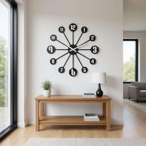 Koziol PINBALL Wall Clock – Retro 45cm Quartz Clock in Black