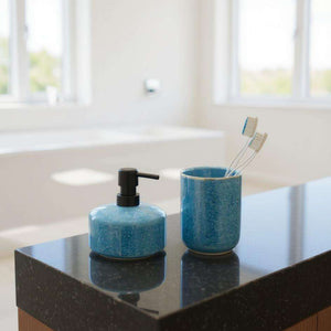 Wenko Varzi Ceramic Bathroom Accessory Set 2-Piece Blue