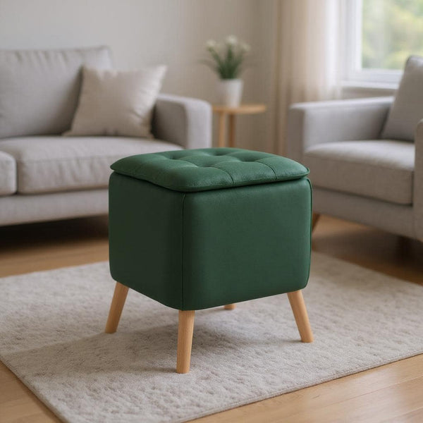 Wenko Velvet Green Stool With Storage