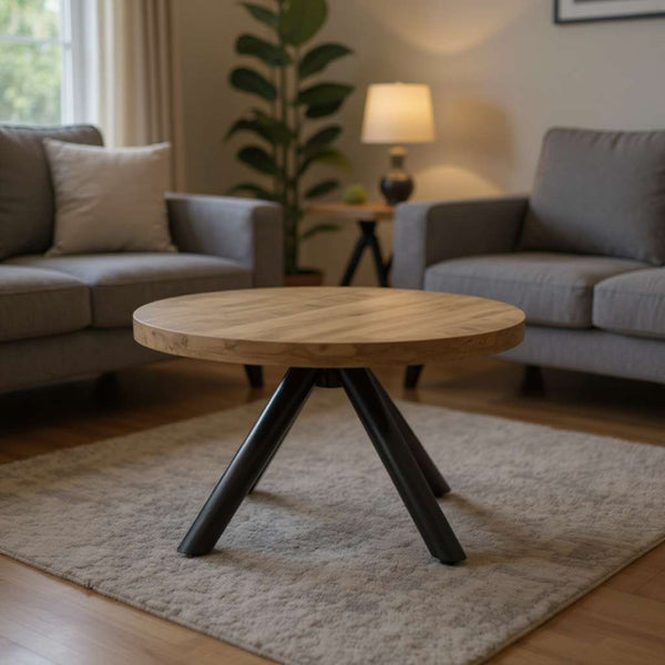 Coffee Table Ø70 - Solid Mango Wood by Elionora