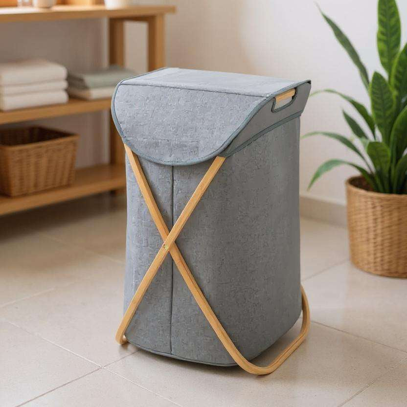 Wenko Nori Bamboo Laundry Hamper with Removable Bag & Lid