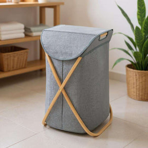 Wenko Nori Bamboo Laundry Hamper with Removable Bag & Lid