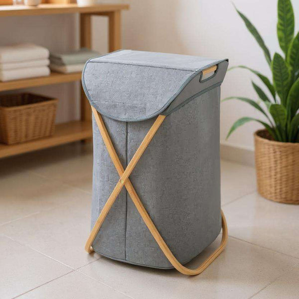 Wenko Nori Bamboo Laundry Hamper with Removable Bag & Lid