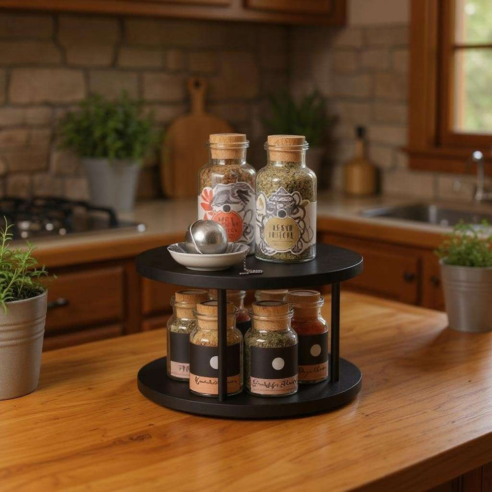 Wenko Cabinet Carousel Duo Black Stainless Steel