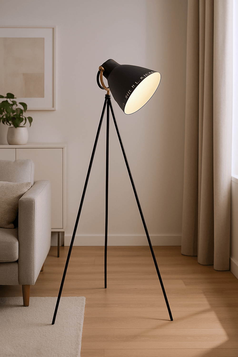 Nino Germany Makky Floor Lamp – Industrial Black & Copper Swivel Spotlight