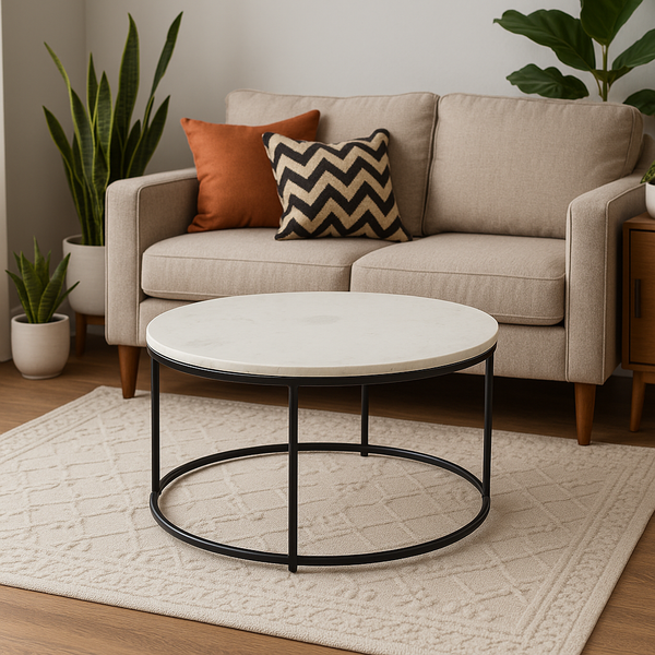 Round Marble Coffee Table by Stella (Balck or White)