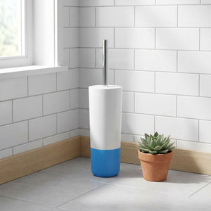 Spirella Toilet Brush & Holder – Blue & White Acrylic Bathroom Set