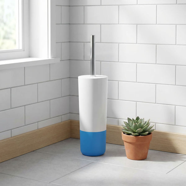 Spirella Toilet Brush & Holder – Blue & White Acrylic Bathroom Set