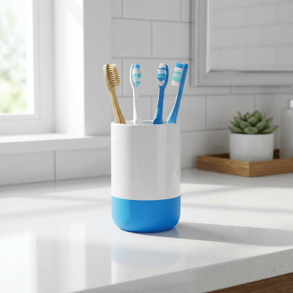 Spirella MOJI Bathroom Tumbler – Blue Plastic & Silicone Cup