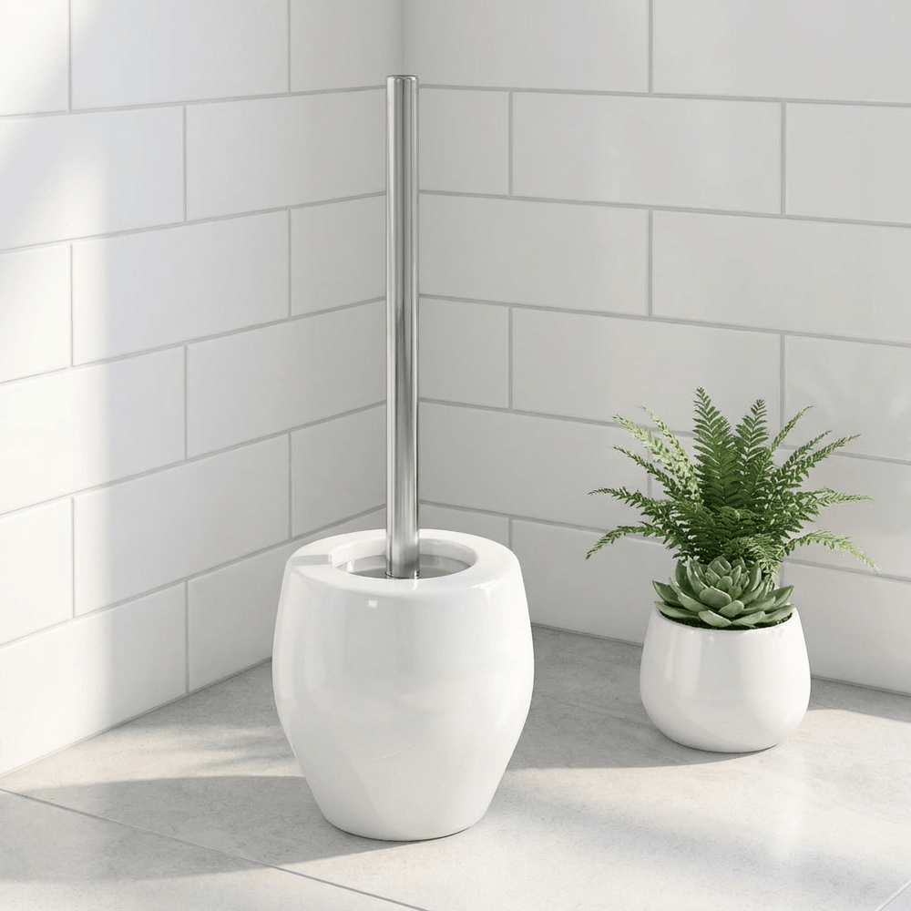 Spirella Bali Toilet Brush White – Porcelain Bathroom Set