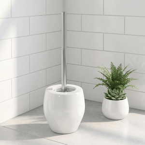 Spirella Bali Toilet Brush White – Porcelain Bathroom Set