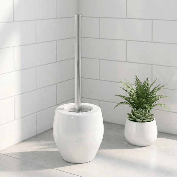 Spirella Bali Toilet Brush White – Porcelain Bathroom Set