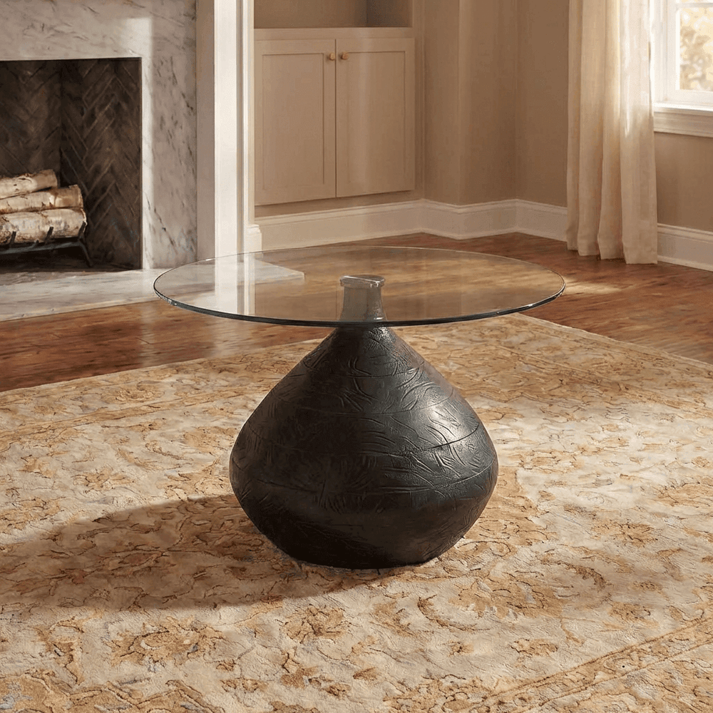 By-Boo Bond Coffee Table – Round Mango Wood & Glass Center Table