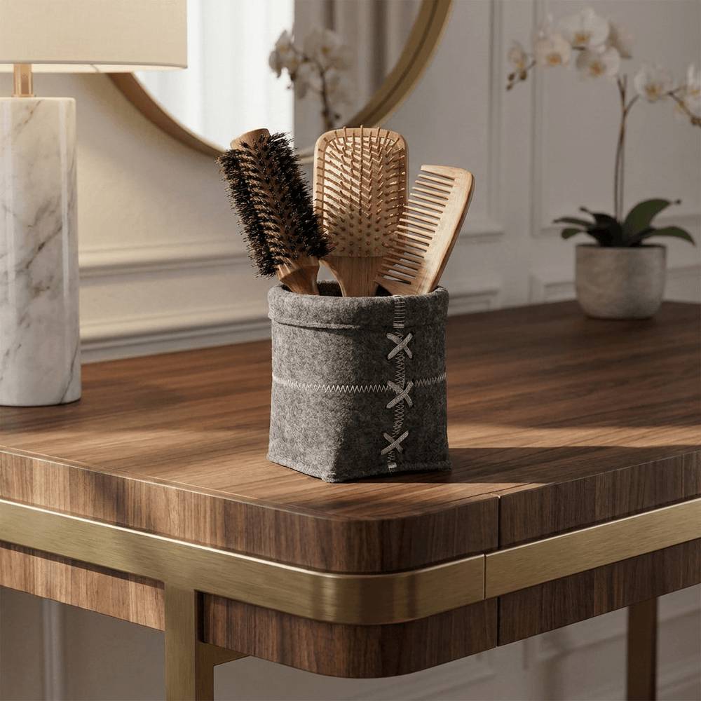 Wenko Felt bath basket Mara S, anthracite