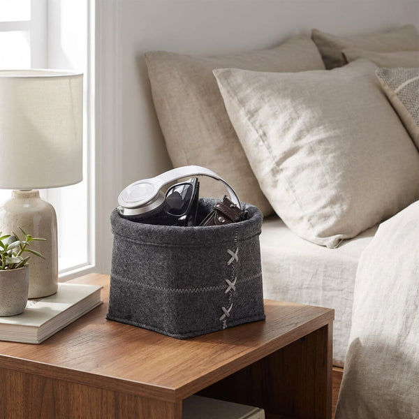 Wenko Felt bath basket Mara M, anthracite