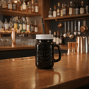 Jar Glass Mug with Lid & Straw Black or white