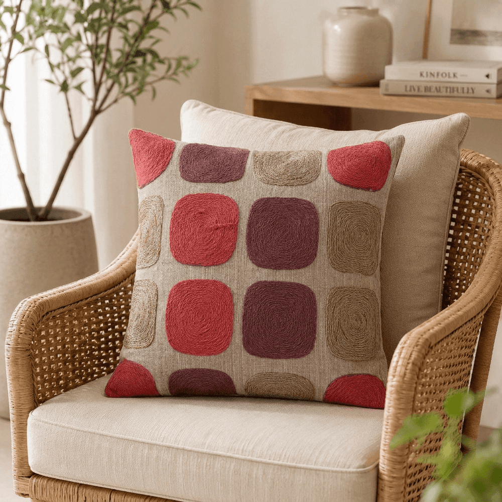 Tiseco Home Studio Cushion with Pink & Burgundy Abstract Circles