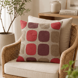 Tiseco Home Studio Cushion with Pink & Burgundy Abstract Circles