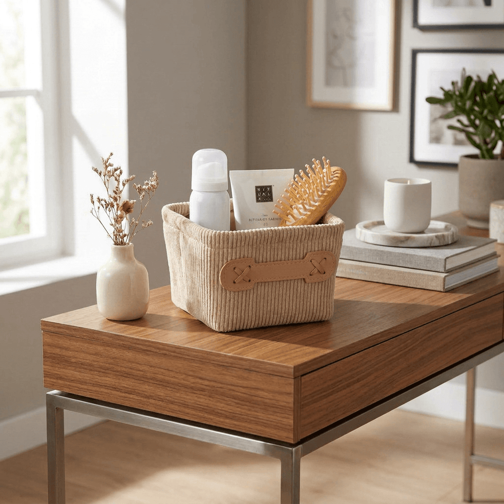 Wenko Bathroom basket Anela mini, square, beige