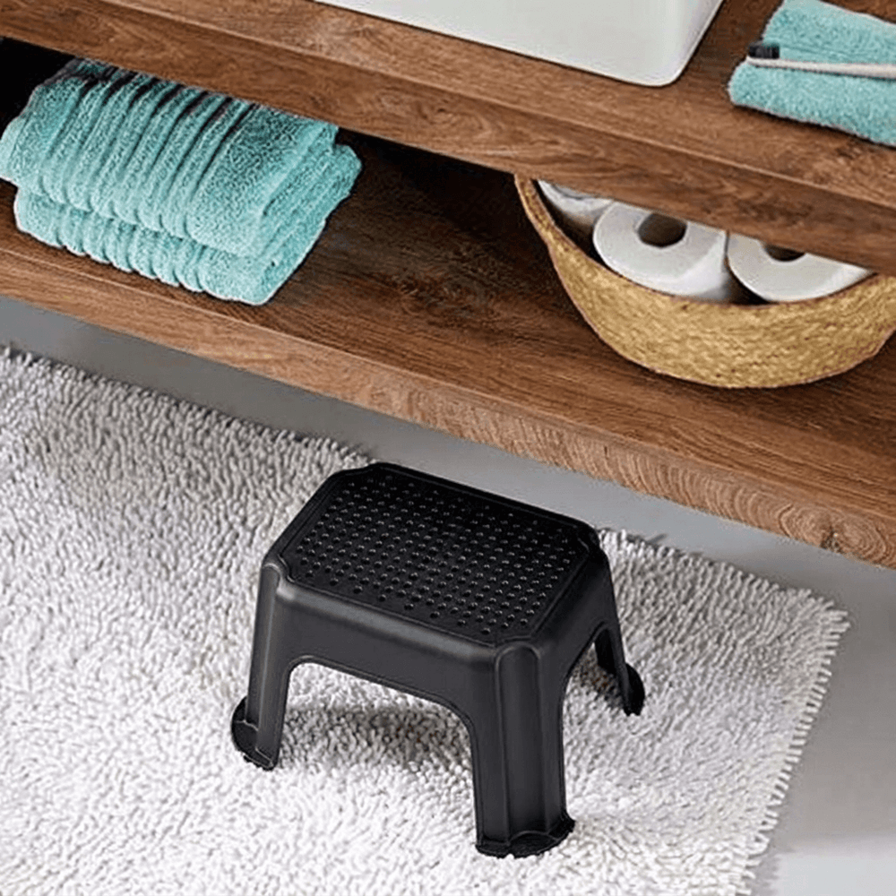 Rotho Modern Black Non-Slip Step Stool