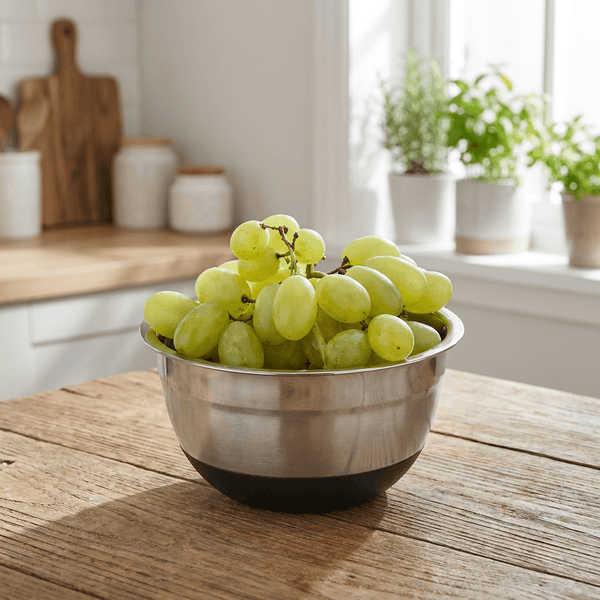 Wenko Round Stainless Steel & Black Silicone Bowl