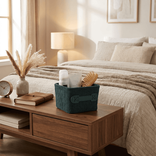 Wenko Anela mini square bath basket, dark green