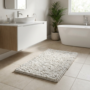 Wenko Mellili Polycotton Bath Mat in White-based Mélange