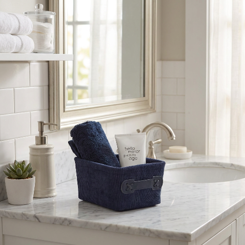 Wenko Bathroom basket Anela long, dark blue