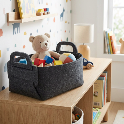 Wenko Felt basket Mod. Nina S dark grey, set of 2