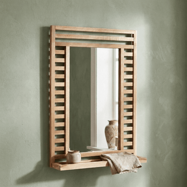 Wenko Acina Modern Bamboo Rectangular Mirror