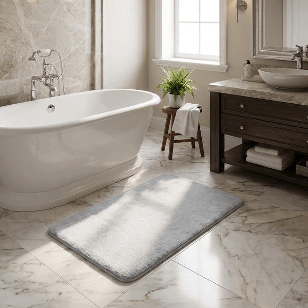Wenko Bath Mat Saravan, Light gray