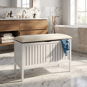 Wenko Oslo Storage White Chest with Padded Seat