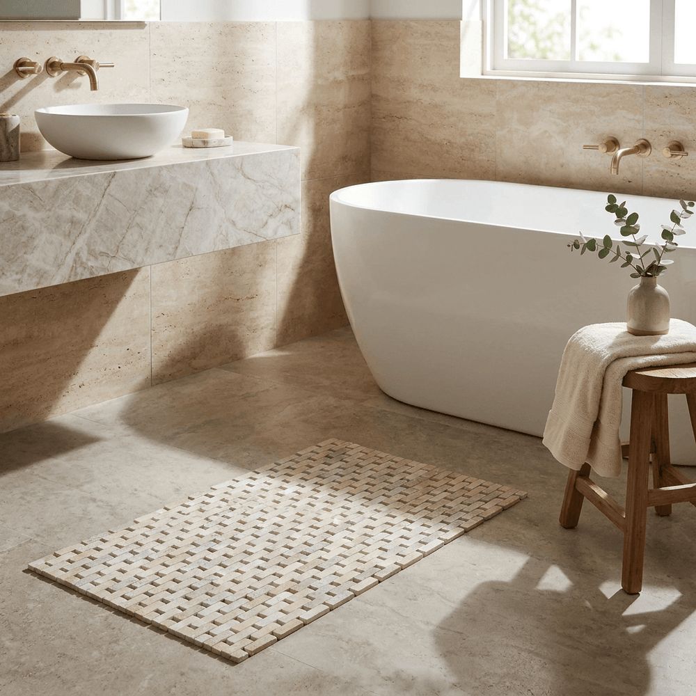Wenko Bamboo bath mat, white