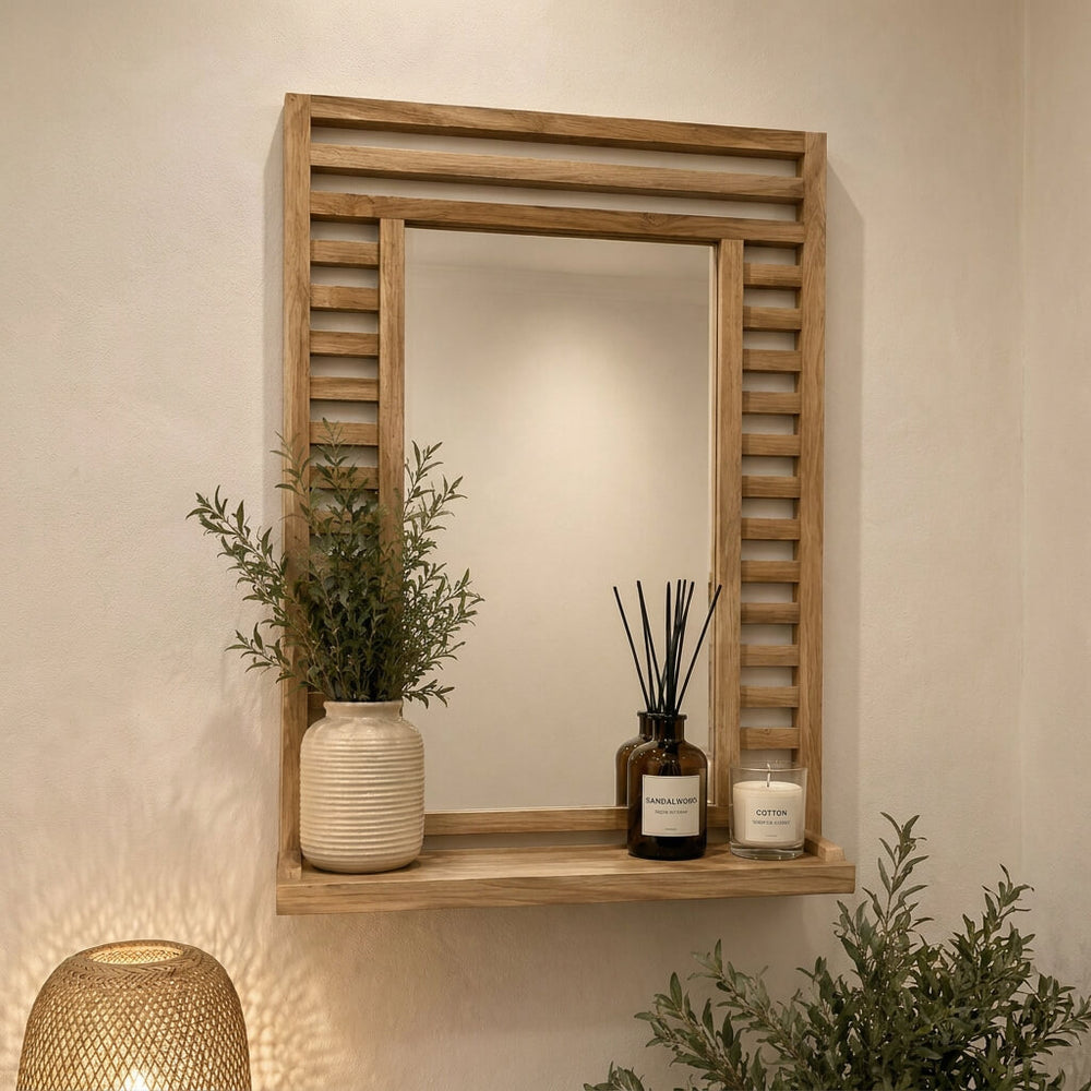 Wenko Acina Modern Bamboo Rectangular Mirror