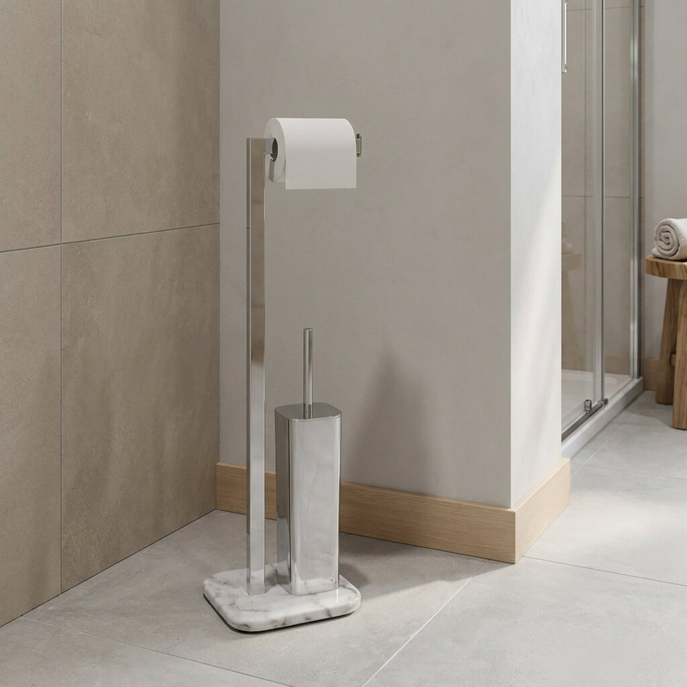 Wenko Marble stand-alone toilet set Onyx