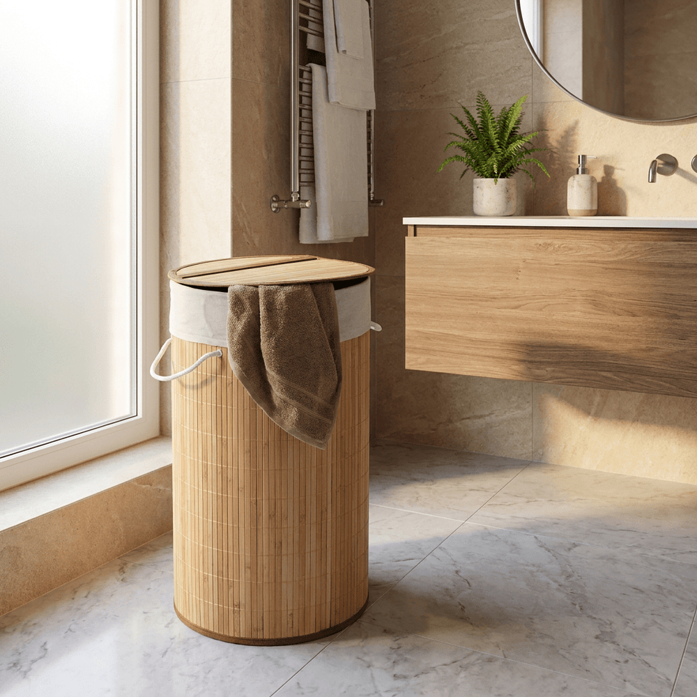 Wenko Laundry chest Mod. Bamboo Natural Laundry basket, 55 L